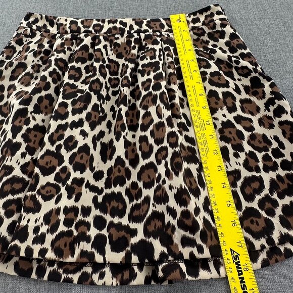 Banana Republic Mini Pleated‎ Skirt Leopard Size 12 Brown Tan Lined Zipper - Picture 6 of 12